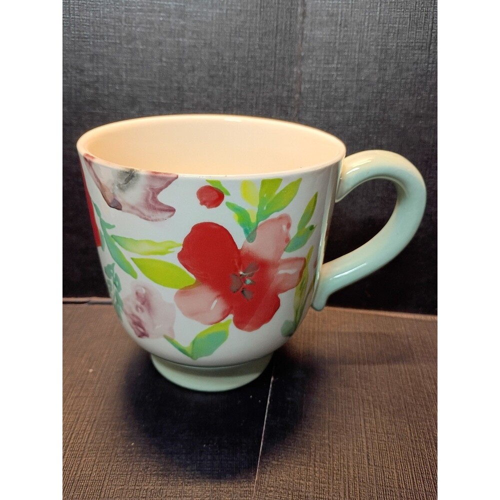 12 oz. THRESHOLD Flower Floral Corinna Red White Blue Stoneware Mug - 4" Height